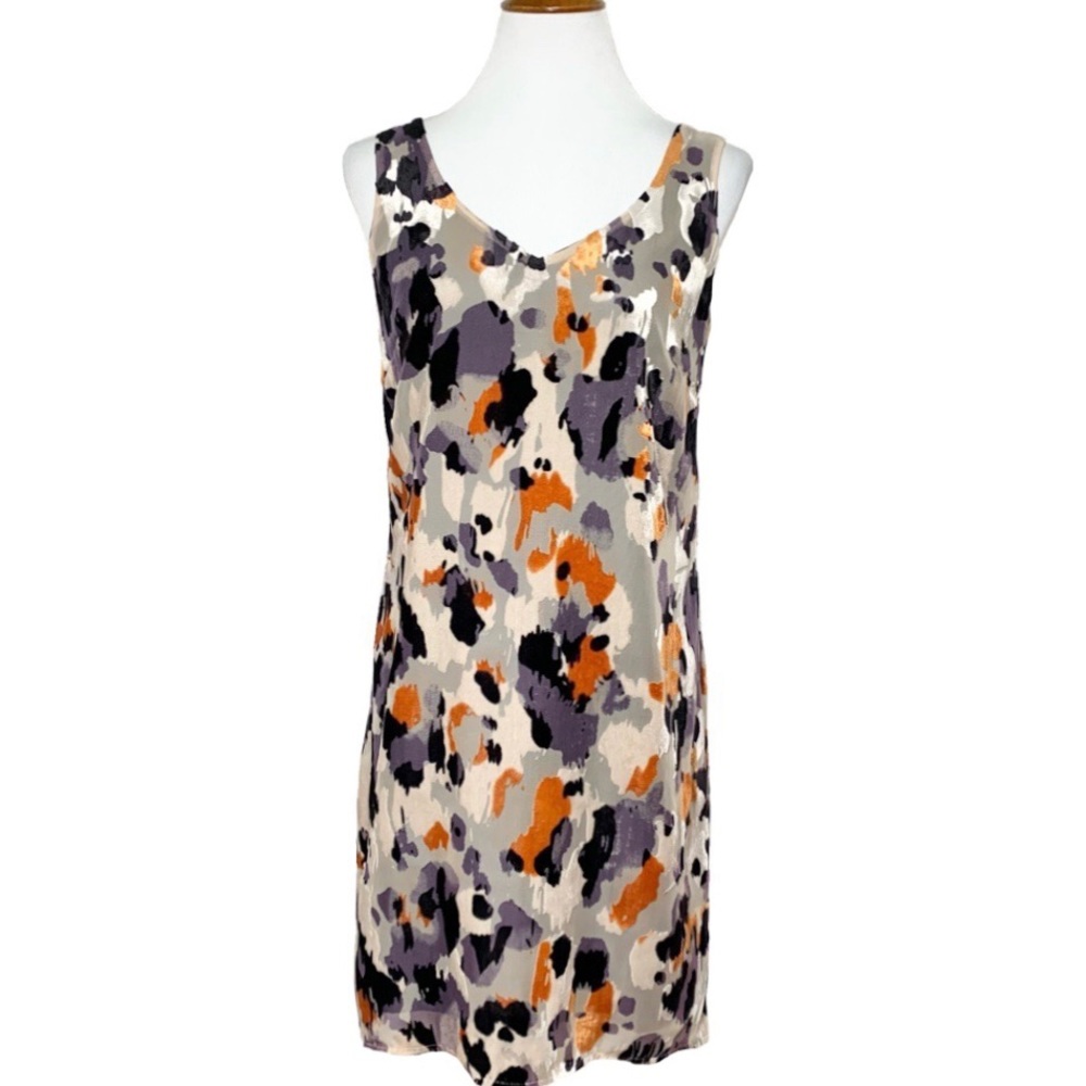 SOLD-Cabi Velvet Watercolor High-Low Slip Dress - Picture 1 of 13